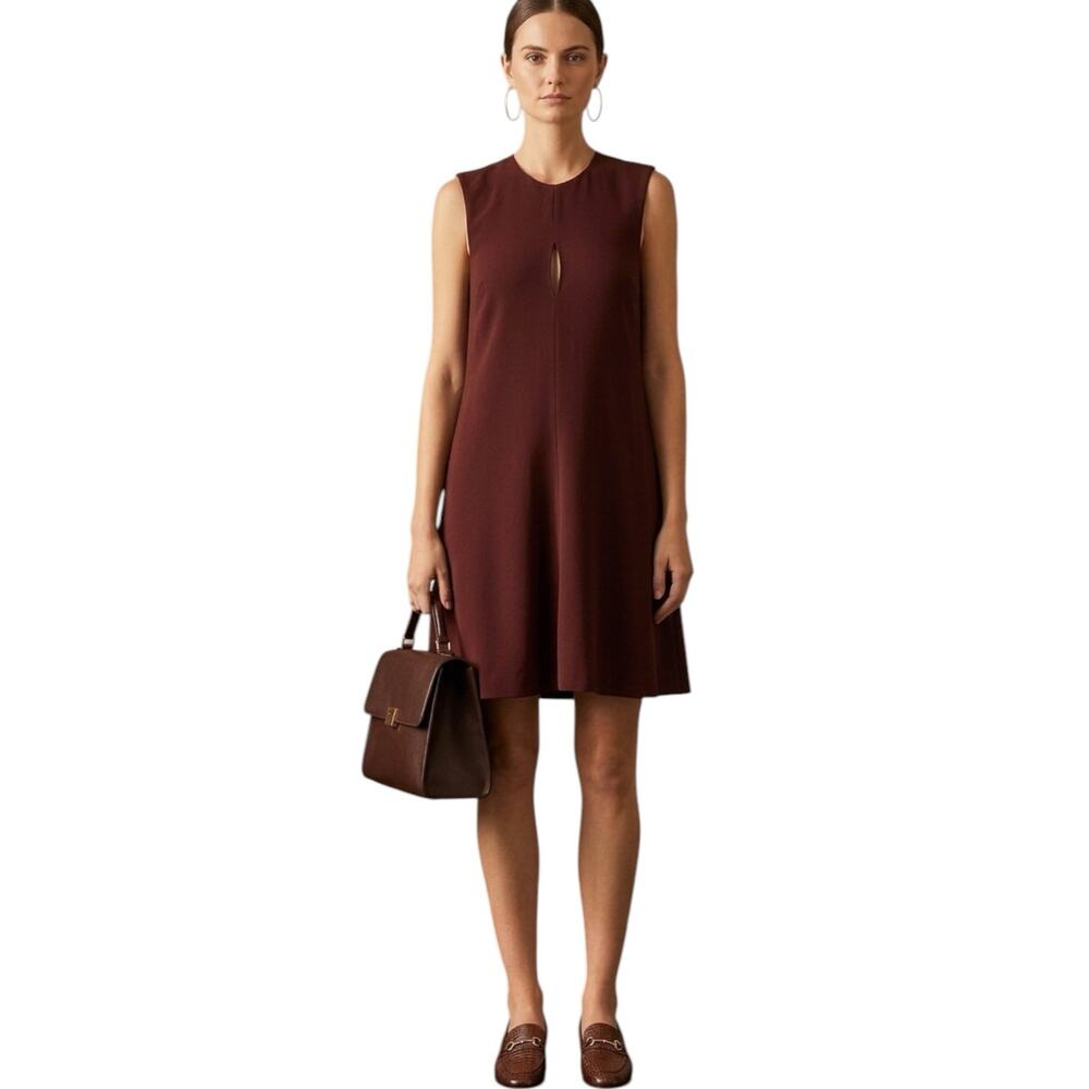 Theory Maroon Red Desza Admiral Crepe Sleeveless Minimalist Work Dress Size 6